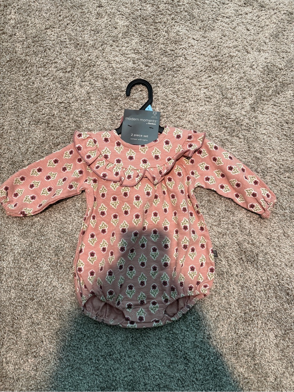 Gerber Pink Floral Ruffle Collar Baby One-Piece
